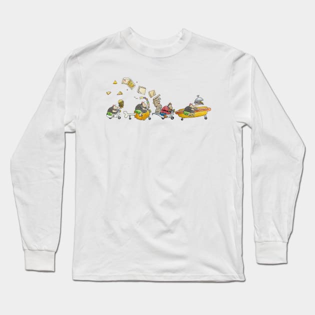 Fat Mike on the Chicken Scooter Long Sleeve T-Shirt by Fat Mike Designs